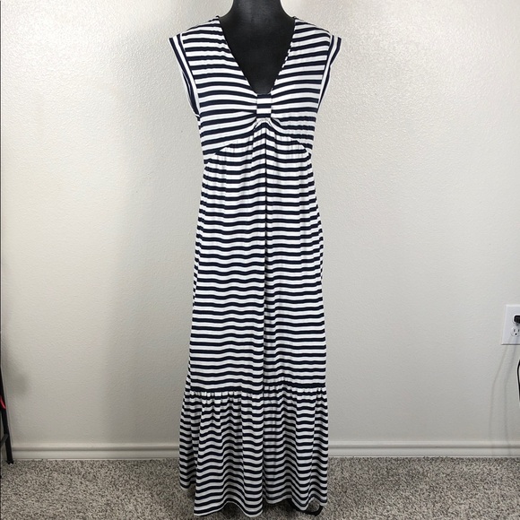 Tommy Hilfiger Dresses & Skirts - Tommy Hilfiger Maxi Dress Navy and White Striped Cap Sleeve Women’s Size Small
